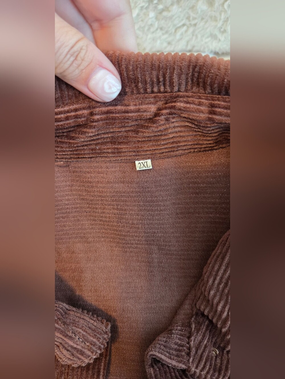 Corduroy Shacket in Warm Chestnut - Picture 3 of 10